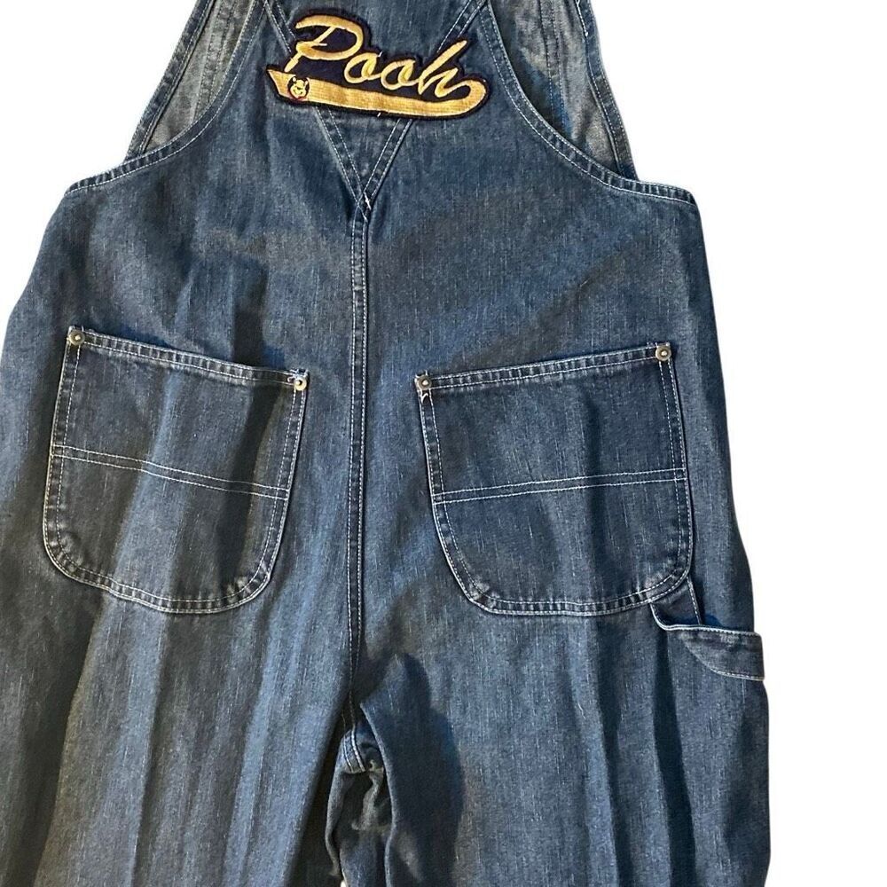Vintage 90s Winnie the Pooh Denim Overalls Disney Small Blue Jean Carpenter y2k - Picture 11 of 12